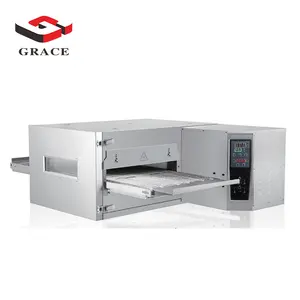 Grace peralatan dapur restoran komersial baja tahan karat udara panas dilacak rantai Gas konveyor perayap Oven Pizza