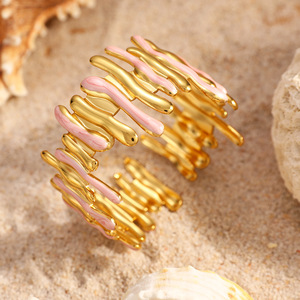 สร้อยข้อมือสแตนเลสชุบทอง 18k ปรับขนาดได้ ลายมหาสมุทร เครื่องประดับสำหรับผู้หญิง - Product Image 2