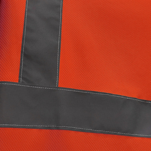 High Visibility 150 GSM Summer Workwear Breathable Quick Dry Safety Short Sleeve for Polo Reflective <b>Strips</b> Knitted <b>Fabric</b> - Product Image 3