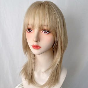 Peluca Larga y Lisa para Mujer Dm760, Color Blanco Dorado Claro con Flequillo Lateral, Línea de Cabello Natural, Encaje Transparente, Fibra Kanekalon - Product Image 2