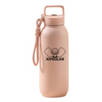 Botella de Agua de Acero Inoxidable con Aislamiento al Vacío de Doble Pared de 900 ml, con Tapa de Botón de Apertura con una Mano y Cuerda para Transportar