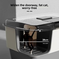 Caixa de Areia Automática PawFresh para Gatos Brancos e Cinzas, Extra Grande, Tipo Corredor Quadrado, Fechada, com Canal Anti-Salpicos de Areia