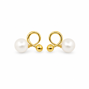 Boucles d'oreilles clous en argent 925 plaqué or 18 carats UM Jewelry, perles d'eau douce naturelles, vente en gros, pour usage quotidien, anniversaire, mariage, cadeau, soirée - Product Image 1