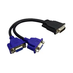 新しいDVI59ピンオスから2VGA15ピンメススプリッターアダプターケーブルリード