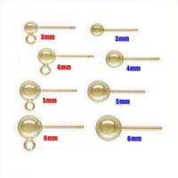 Boucles d'oreilles classiques en or rempli 14KGF, perles rondes, accessoires DIY, vente en gros