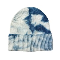 Nieuwe design tie-dye acryl vintage Y2K street beanie met 3D borduurwerk, geleidelijk veranderende gebreide ruitjes, strikjes en fruitmotief.