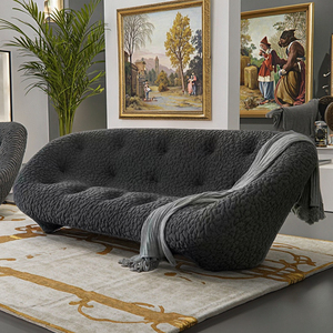 Italienische minimalist ische moderne schwarze Regenpfeifer Shell Schnitts ofa Freihand Space Curved Fabric Designed Internet Promi <span class=keywords><strong>Cave</strong></span> Style - Product Image 1