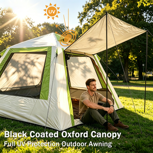 Compact 4 ㎡   Tente <span class=keywords><strong>gonflable</strong></span> pour 1-2 personnes, tente de glamping en Oxford 300D avec <span class=keywords><strong>auvent</strong></span>, porte simple, 3 fenêtres, pop-up - Product Image 6