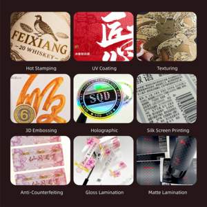 Etiquetas de Papel Texturizado 3D Personalizadas, Resistentes a la Humedad y al Agua, Etiquetas Negras con Logotipo en Relieve para Botellas de Licor, Vino y Espirituosos - Product Image 6