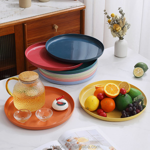 13.5 pouces résistant aux rayures PP plastique cafétéria plateaux de nourriture <span class=keywords><strong>repas</strong></span> plateaux de serveur rond restaurant plateaux de service - Product Image 3