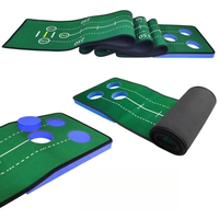 Ensemble de jeu de golf tapis de putting comprenant un club de putting télescopique et six balles de golf