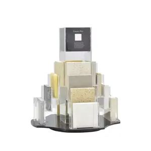 Werks-individueller Bodenkarten-Rack-Ständer Import-Acryl-Panel rotierender Boden-Vorstellungsständer kreisförmige Platte-Fliesen-Stein-Vorstellungsregal