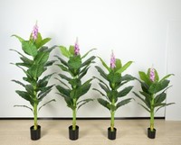 Daun hijau buatan sentuhan realistis berkualitas tinggi dengan tanaman bunga Violet untuk dekorasi pernikahan dalam ruangan