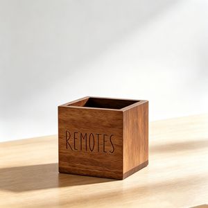Caja de almacenamiento de madera para control remoto, organizador de escritorio cuadrado de madera maciza sin tapa para uso en el hogar y la oficina - Product Image 4