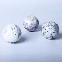 Bola de cristal de opala branca, esfera de cristal de dendrita, pedra da natureza