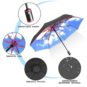 Auto Open & Close Button Portable Folding Windproof Travel Stick Umbrella Compact Compact Umbrella for Rain - Product Image 3