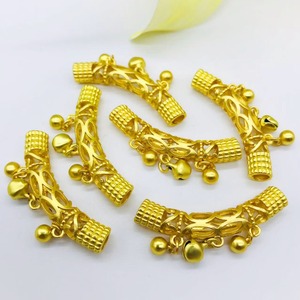 Gold Plated Hollow Curved <b>Tube</b> Bell Sleeve Jewelry <b>Finding</b> Half Moon Shape DIY Accessory Component - Product Image 2