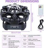 Luz LED de cabeza móvil con efecto estroboscópico de haz de bola mágica láser de 6 brazos y 120W, control remoto DMX512, ideal para fiestas y discotecas, directo de fábrica.