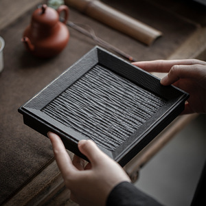 Kung Fu Tea <b>Set</b> Dry Brewing Table, New Chinese Style <b>Teapot</b> Stand, Small Tea Tray, Simple Solid Wood Carbonized Square Tea Tray - Product Image 3