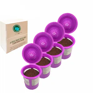 Keurig 2.0 & 1.0 4 paket kahve makineleri için yeniden kullanılabilir K bardaklar. Doldurulabilir KCups, Keurig filtresi, yeniden kullanılabilir filtre kcup