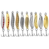 Ensemble de leurres de pêche en eau douce Palmer, cuillères métalliques en forme de feuille, avec hameçons triples, appâts insectes pour bar.