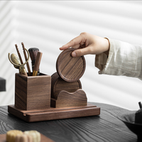 Harga Pabrik Tatakan Gelas Kayu Walnut Solid, Aksesoris Set Teh, Wadah Penyimpanan, Penyangga Ponsel Meja, Tempat Pulpen Kayu