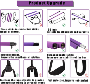 4 Resistance <span class=keywords><strong>Bands</strong></span> Thiết Bị Tập Luyện Di Động Hoàn Hảo Kéo Dài Fusion Tập Thể Dục Bar, Chân, Butt Pilates Bar <span class=keywords><strong>Kit</strong></span> - Product Image 6