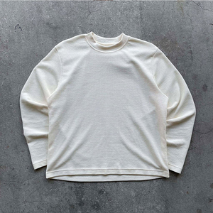 T-shirt Termica da <span class=keywords><strong>Uomo</strong></span> Premium Personalizzata in Cotone 100% Pesante, a Maniche Lunghe, Girocollo, Vestibilità Rilassata, con Spalle Cadenti, in Tessuto Waffle - Product Image 1