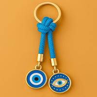 Porte-clés en métal Œil Turc, cordon tressé à la main, pendentif de protection porte-bonheur pour sac de femme, cadeau