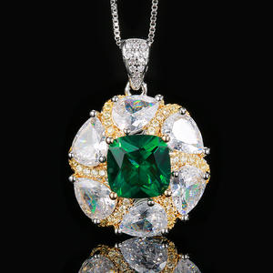 Conjunto de Joyas Vintage de Moda con Colgante de <span class=keywords><strong>Esmeralda</strong></span>, Aretes, Collar y Anillo, Anillo de Lujo para Mujer con Cristal de Circonio, Regalo Estético - Product Image 4