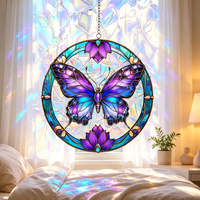 Attrape-soleil en peinture acrylique, design traditionnel, papillon arc-en-ciel, décoration intérieure, ornement de balcon d'été, 10 pouces
