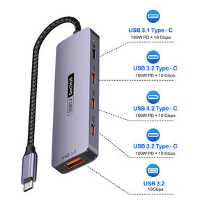 USB 3.<span class=keywords><strong>2</strong></span> Gen2 5-in-1 Type-C ฮับ10Gbps การถ่ายโอนข้อมูล100W PD อะแดปเตอร์มัลติพอร์ตอะลูมิเนียมสำหรับชาร์จแล็ปท็อปโทรศัพท์แท็บเล็ต - Product Image 2