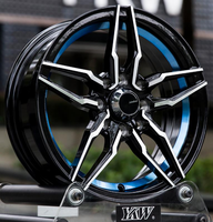 Jantes GPWYKW 16 pouces 16X7 Et38 4X100/114.3 CB73.1 BF + Red BF + Blue Hyper-Black Aluminium Alloy Casting Car Wheel
