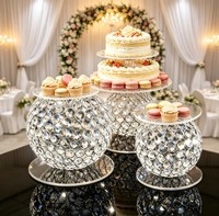 Kristallkugel Metall-Tortenständer mit Acrylbasis, Mehrstöckiges Dessert-Präsentationsregal für Hochzeit Party Bankett Tischdekoration