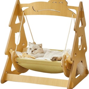 Hamaca de madera para gatos, cuna para mascotas de interior, cama para gatos para todas las estaciones, columpio para cachorros y gatos, silla mecedora, hamaca colgante. - Product Image 5