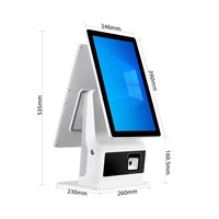 Terminal de libre-service à écran tactile double écran, kiosque tout-en-un de 15,6 pouces, système POS Windows, caisse enregistreuse pour magasin de proximité