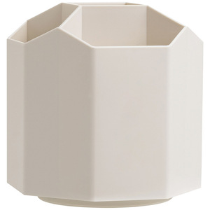 Sdlp Rotating 5 Compartment Pen Holder Off White Plastic Desk Organizer With Custom Logo Printing - Product Image 5