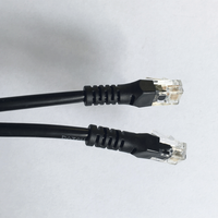 Kabel Jumper Telepon RJ11 6P4C CAT 3 Kecepatan Tinggi dengan Selubung PVC, Kabel 4 Konduktor untuk Modem & Saluran Telepon - Hitam