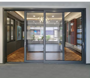 Fiberglas ekran örgü su geçirmez temperli cam bitmiş yüzey ile Modern tasarım alüminyum sürgülü veranda kapısı - Product Image 4