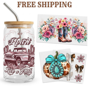 Livraison Gratuite – Adhésif Permanent pour Verre Libbey 16oz, Motif Floral 3D en Relief, Matériau Caoutchouc, Transfert à Froid, pour Bottes de Cowboy et Camions - Product Image 1