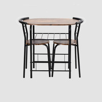 Ensemble de salle à manger rond en métal 3 pièces 2 chaises pliantes taille compacte design moderne pour salle à manger