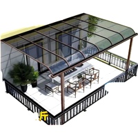 Véranda en alliage d'aluminium pour villa, avec toit en verre trempé, isolation thermique, balcon extérieur scellé, anti-typhon