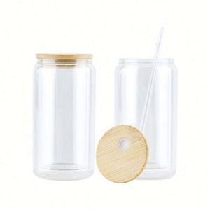 Gobelet à bière en verre givré à double paroi de 12 oz avec couvercle, écologique et personnalisable, pour les fêtes - Product Image 4
