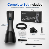 Chicha électrique professionnelle moderne en acier inoxydable avec éclairage LED Lukah |   Chicha portable rechargeable avec écran numérique