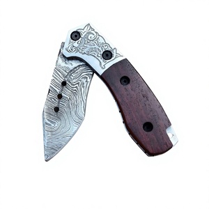 Nouveau couteau pliant premium en acier Damas, couteau de poche avec manche en bois de rose, DamBooster, verrouillage Liner Lock, DIY, OEM - Product Image 4