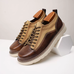 Men's Genuine <b>Leather</b> Martin <b>Boots</b> Low-Cut Wide Toe Plus Size Vintage Classic Street Outdoor <b>Work</b> American Style Casual Footwear - Product Image 2