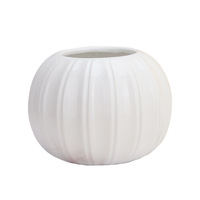 Vase de table Art Déco en céramique blanche, en forme de citrouille, pour mariage, fleurs artificielles, fait main, vente en gros