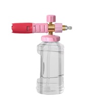 Canon à mousse rose portable manuel personnalisé NBT pour le lavage et le detailing automobile, avec raccord rapide 1/4 pouce