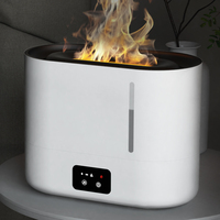 Humidificateur Évaporatif Innovant 3L en Plastique avec Affichage LED Effet Flamme, Veilleuse, Silencieux et Contrôlable par Application pour la Maison