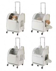 Free Sample Portable Pet Rolling Carrier Dog <b>Backpack</b> with <b>Wheels</b> Oxford Waterproof <b>Backpack</b> Cat Bag - Product Image 3
